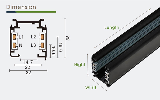 نظام إضاءة المسار CE RoHS 0.5m 1m 1.5m LED نظام إضاءة المسار