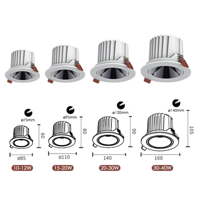 10W 15W 20W عاكس الضوء LED النازل المضادة للوهج فرملس الإضاءة راحة